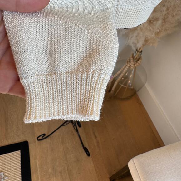 Massimo Dutti Cream Knit Cotton Pullover Sweater Back Gold Buttons Small -Luxury - Picture 6 of 6
